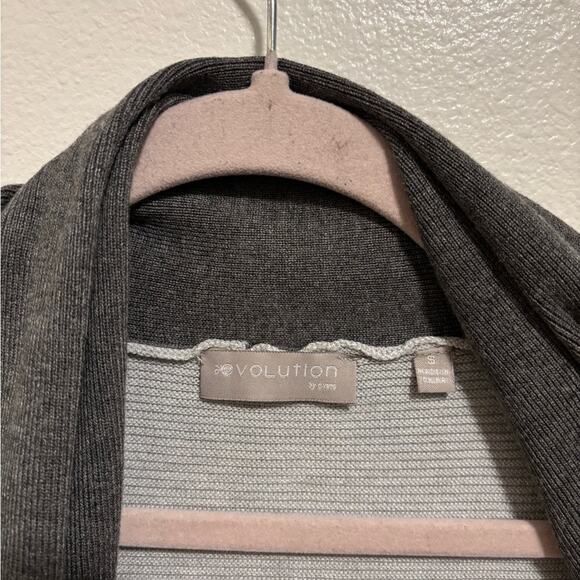 Evolution by Cyrus Soft Gray Color Blocked Cardigan Sweater Small - Picture 3 of 6